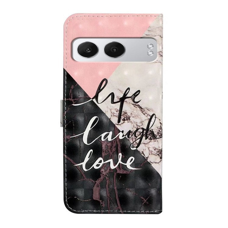 For OnePlus Nord 4 Case 3D Creative Pattern PU Leather Stand Phone Cover - Tri-Color Marble