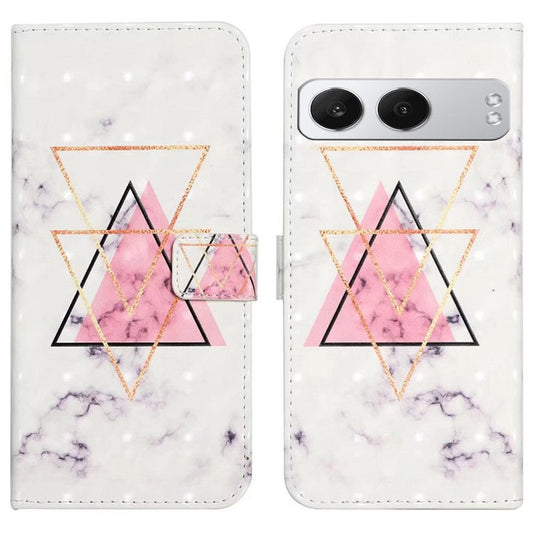 For OnePlus Nord 4 Case 3D Creative Pattern PU Leather Stand Phone Cover - Triangle Marble