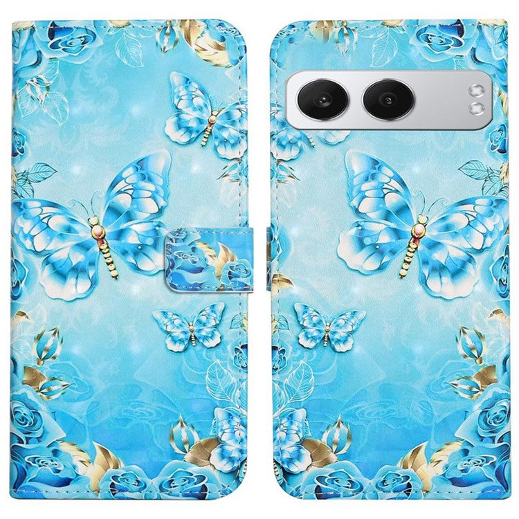 For OnePlus Nord 4 Case 3D Creative Pattern PU Leather Stand Phone Cover - Blue Butterfly