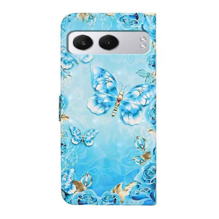 For OnePlus Nord 4 Case 3D Creative Pattern PU Leather Stand Phone Cover - Blue Butterfly