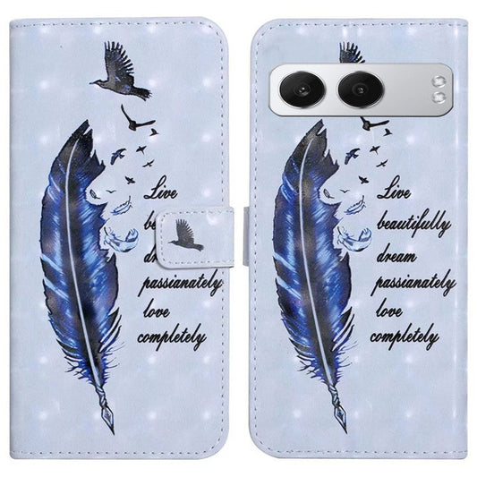 For OnePlus Nord 4 Case 3D Creative Pattern PU Leather Stand Phone Cover - Blue Feather