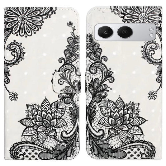 For OnePlus Nord 4 Case 3D Creative Pattern PU Leather Stand Phone Cover - Lace Flower