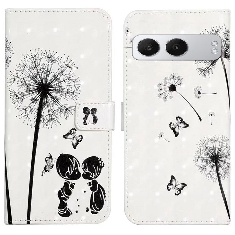 For OnePlus Nord 4 Case 3D Creative Pattern PU Leather Stand Phone Cover - Kids and Dandelion