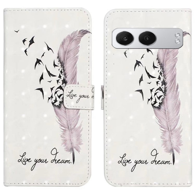 For OnePlus Nord 4 Case 3D Creative Pattern PU Leather Stand Phone Cover - Feather