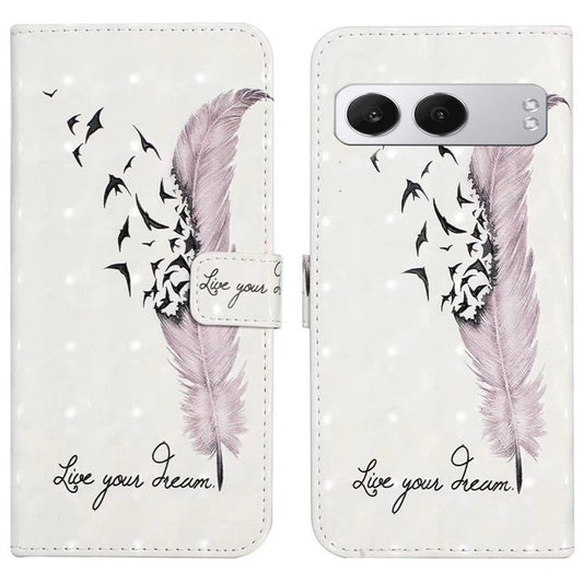 For OnePlus Nord 4 Case 3D Creative Pattern PU Leather Stand Phone Cover - Feather