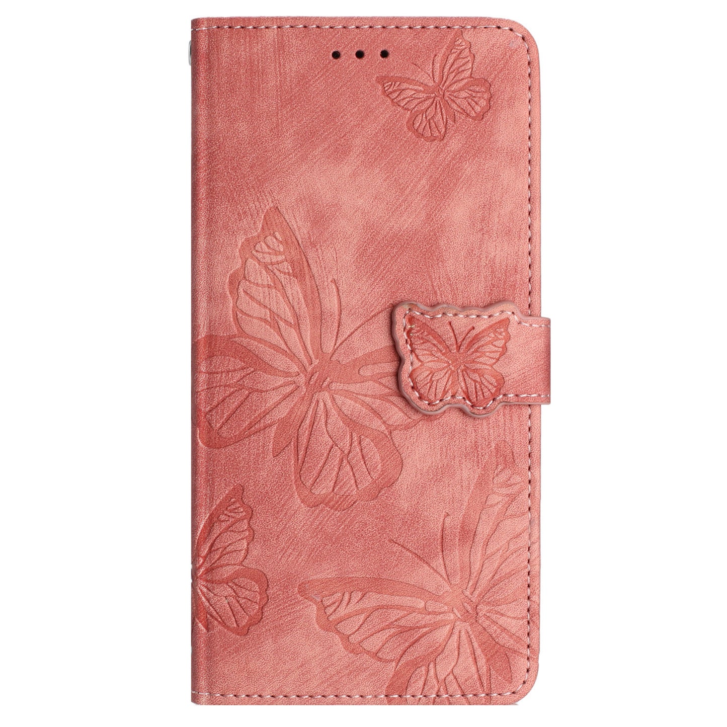 For Samsung Galaxy A06 Case Butterfly Design Flip Wallet Leather Phone Cover Skin-Touch - Pink