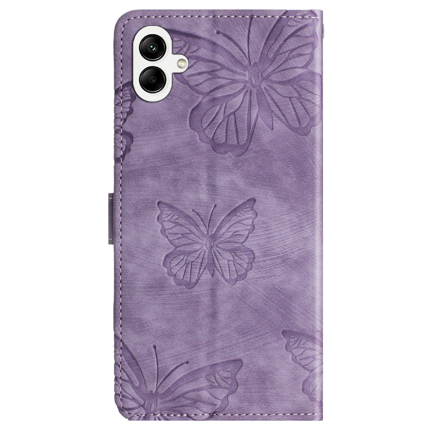 For Samsung Galaxy A06 Case Butterfly Design Flip Wallet Leather Phone Cover Skin-Touch - Purple