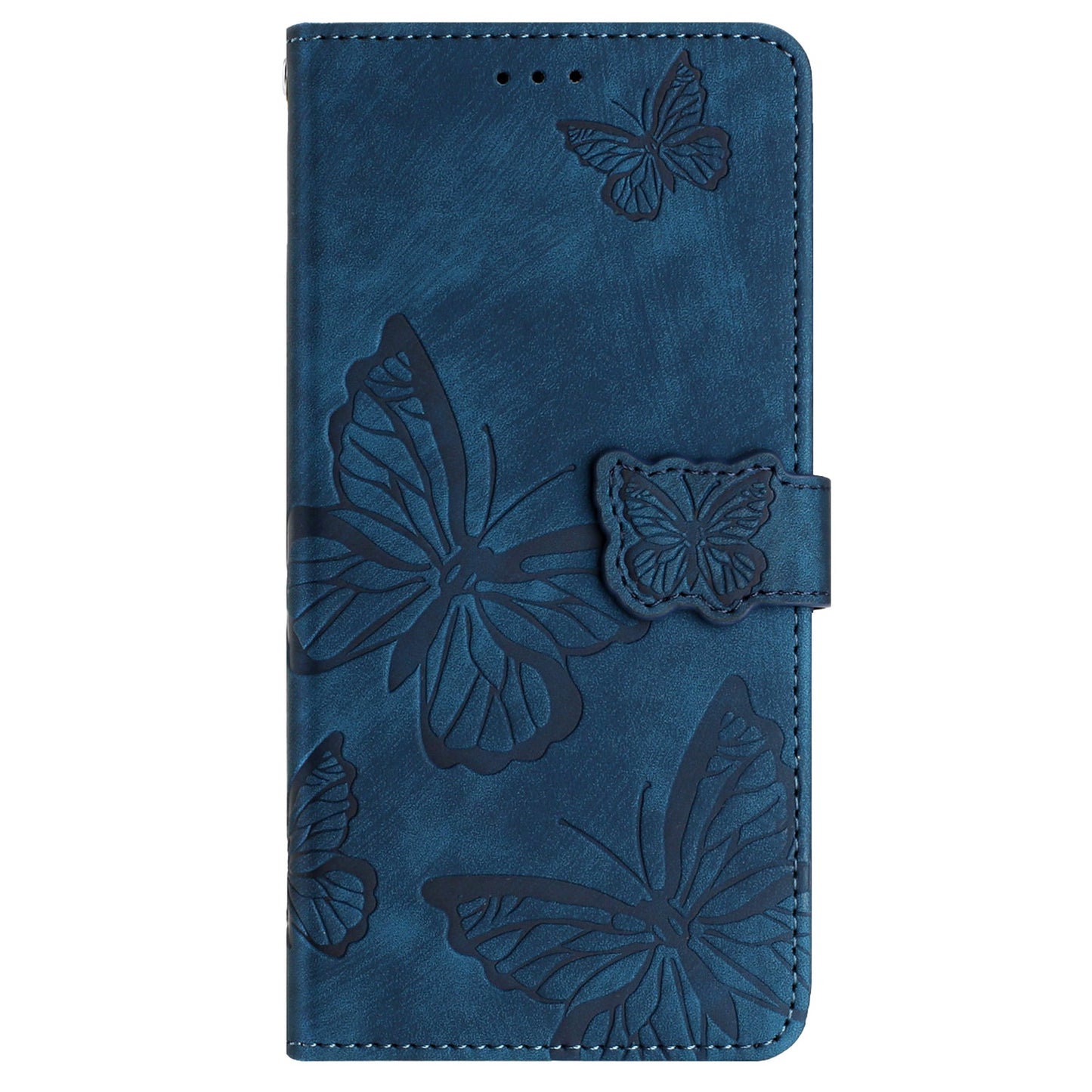 For Samsung Galaxy A06 Case Butterfly Design Flip Wallet Leather Phone Cover Skin-Touch - Blue