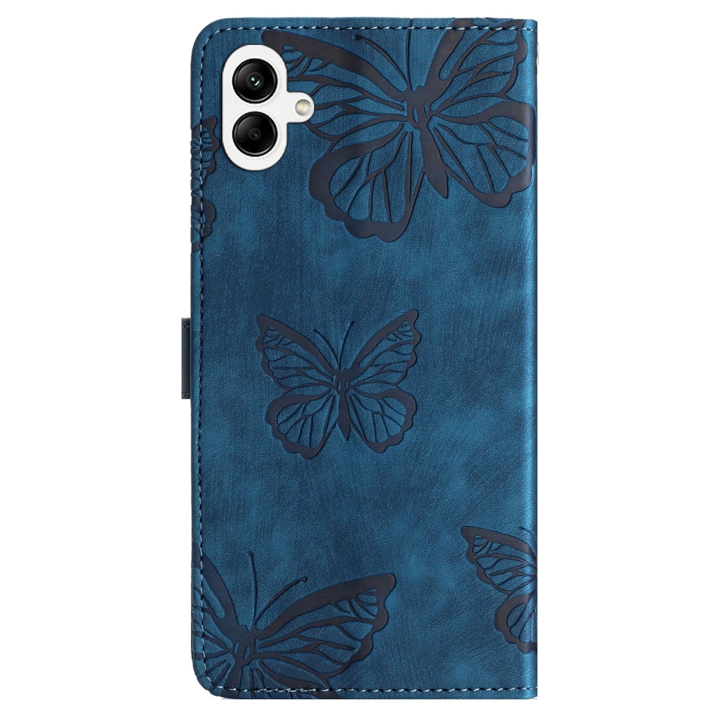 For Samsung Galaxy A06 Case Butterfly Design Flip Wallet Leather Phone Cover Skin-Touch - Blue