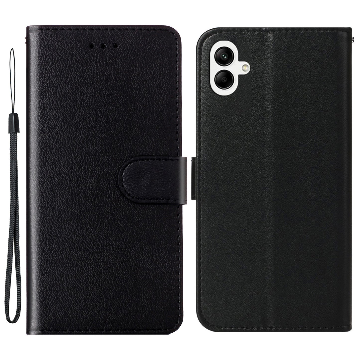 For Samsung Galaxy A06 Case PU Leather Flip Phone Cover Wallet Card Slot Holder - Black