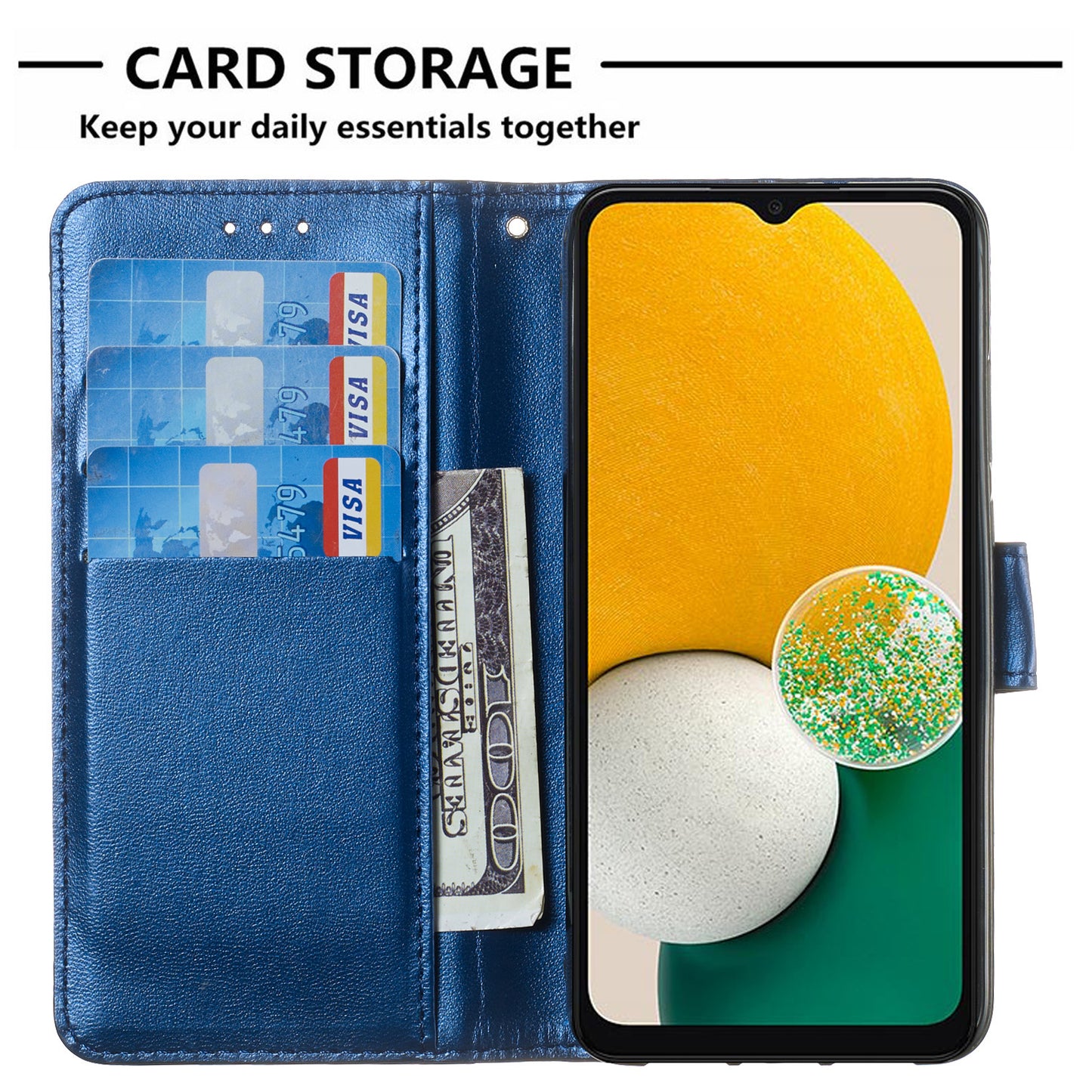 For Samsung Galaxy A06 Case PU Leather Flip Phone Cover Wallet Card Slot Holder - Blue