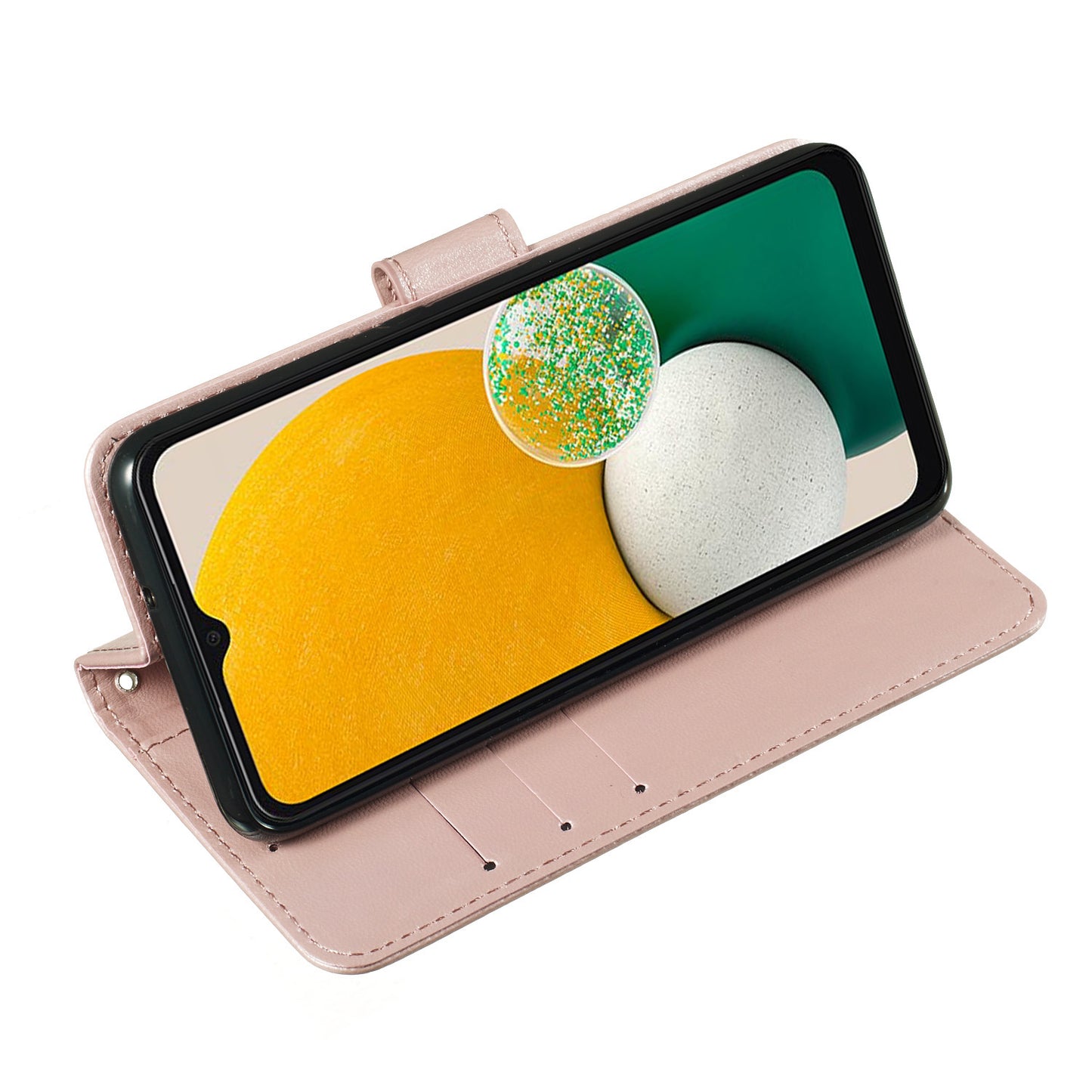For Samsung Galaxy A06 Case PU Leather Flip Phone Cover Wallet Card Slot Holder - Rose Gold