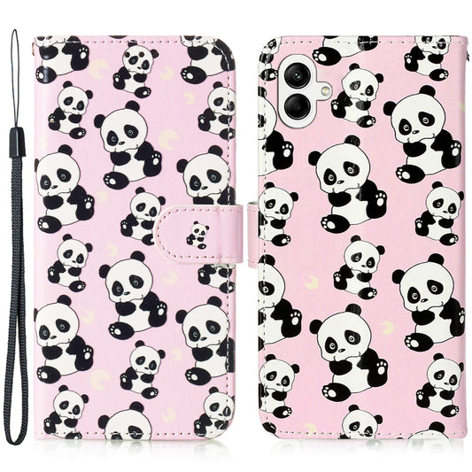 For Samsung Galaxy A06 Case Pattern Leather Wallet Phone Cover with Card Holder - Panda