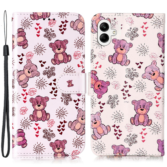 For Samsung Galaxy A06 Case Pattern Leather Wallet Phone Cover with Card Holder - Bear