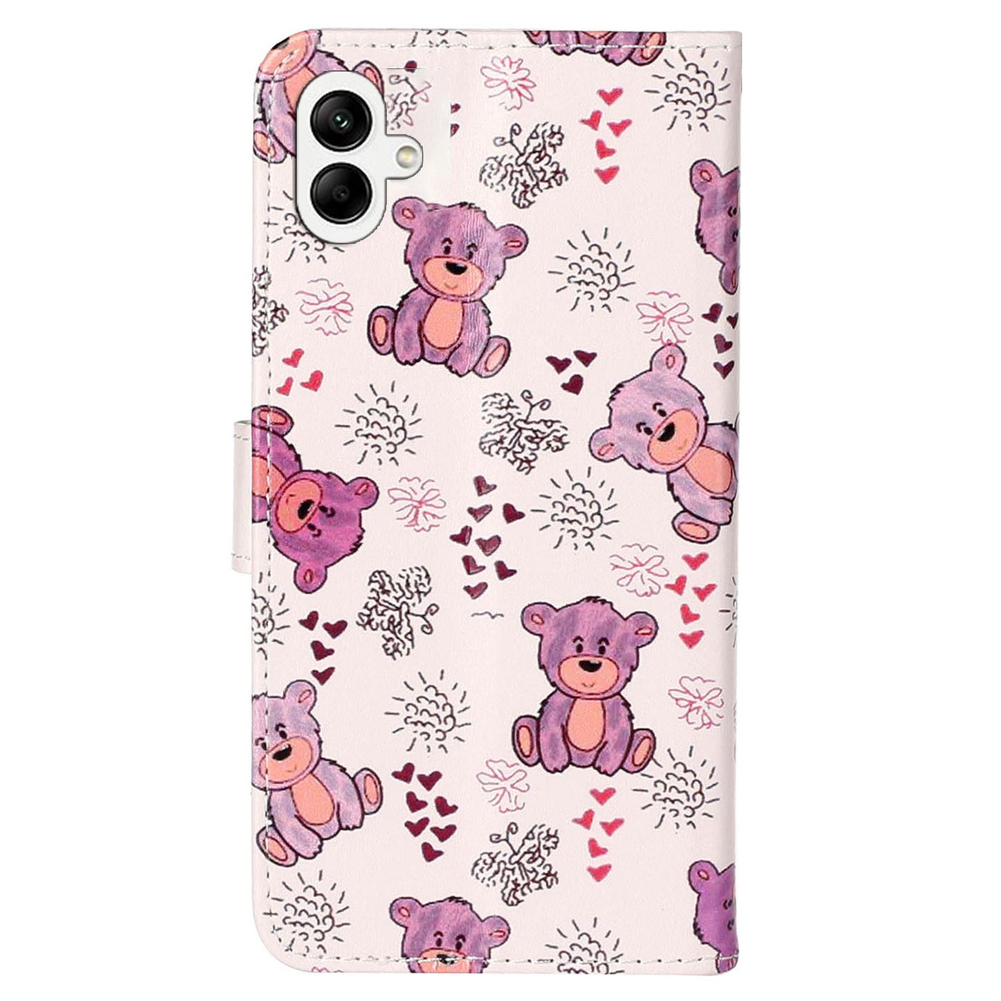 For Samsung Galaxy A06 Case Pattern Leather Wallet Phone Cover with Card Holder - Bear