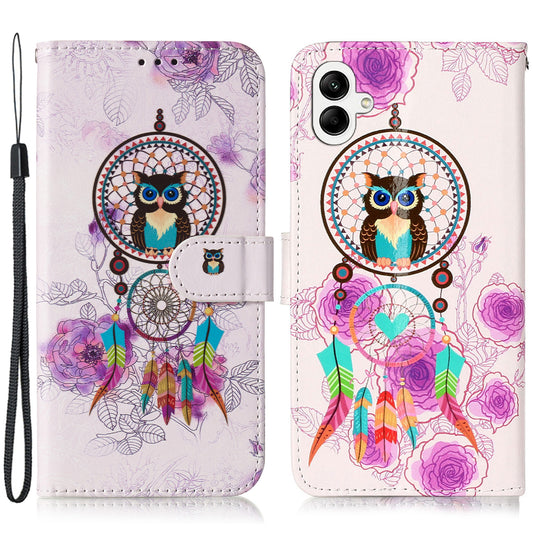 For Samsung Galaxy A06 Case Pattern Leather Wallet Phone Cover with Card Holder - Wind Chime Owl