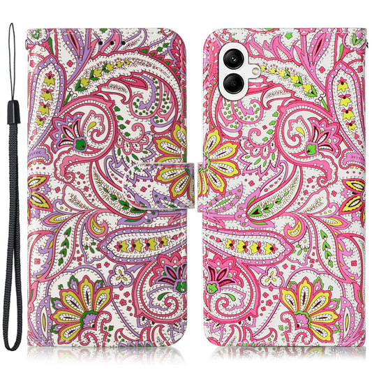 For Samsung Galaxy A06 Case Pattern Leather Wallet Phone Cover with Card Holder - Flower