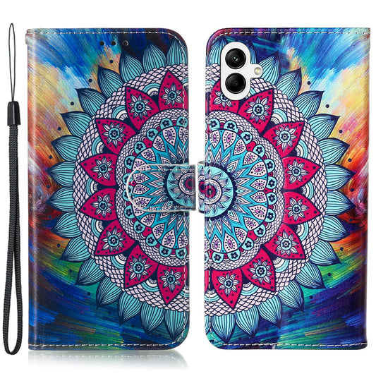 For Samsung Galaxy A06 Case Pattern Leather Wallet Phone Cover with Card Holder - Mandala Flower