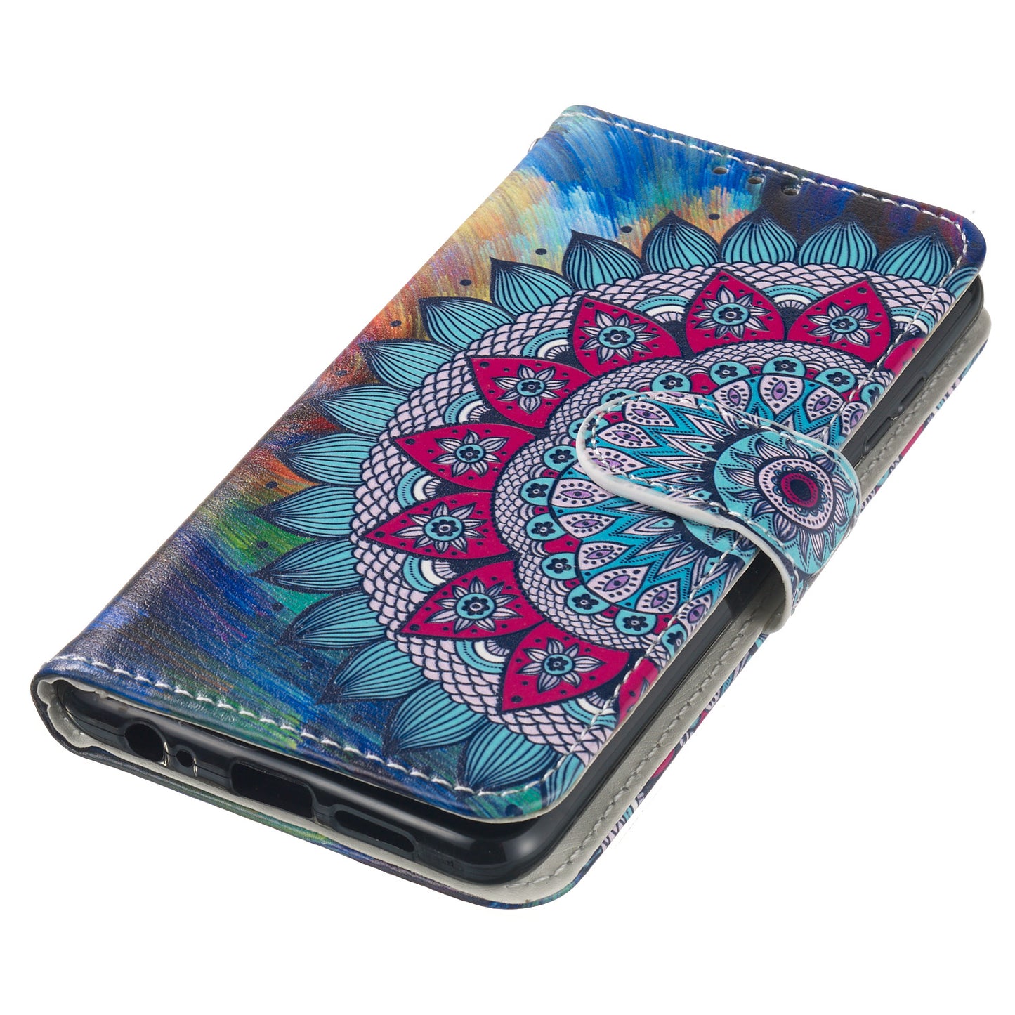 For Samsung Galaxy A06 Case Pattern Leather Wallet Phone Cover with Card Holder - Mandala Flower