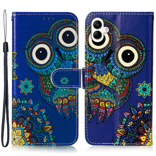 For Samsung Galaxy A06 Case Pattern Leather Wallet Phone Cover with Card Holder - Owl