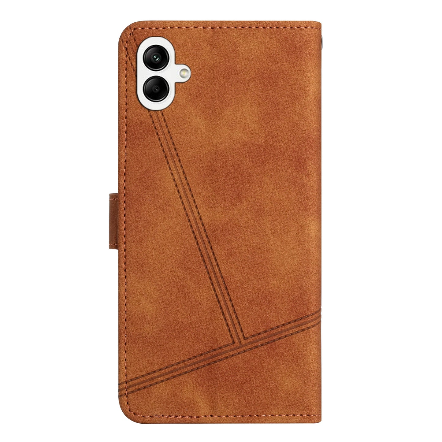 For Samsung Galaxy A06 Case Flip Leather Retro Phone Cover Lines Imprinted - Brown