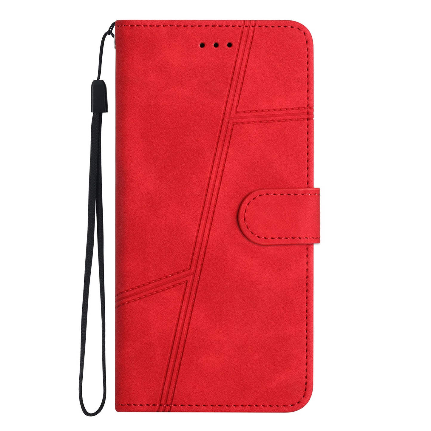For Samsung Galaxy A06 Case Flip Leather Retro Phone Cover Lines Imprinted - Red