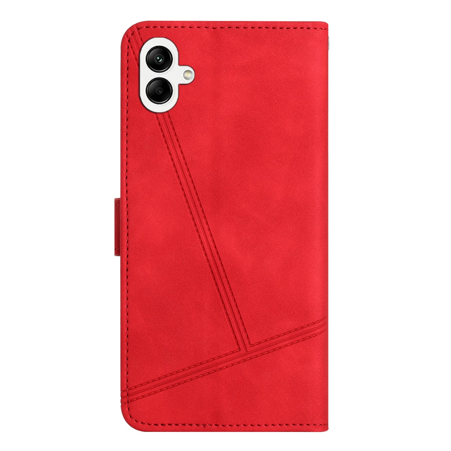 For Samsung Galaxy A06 Case Flip Leather Retro Phone Cover Lines Imprinted - Red
