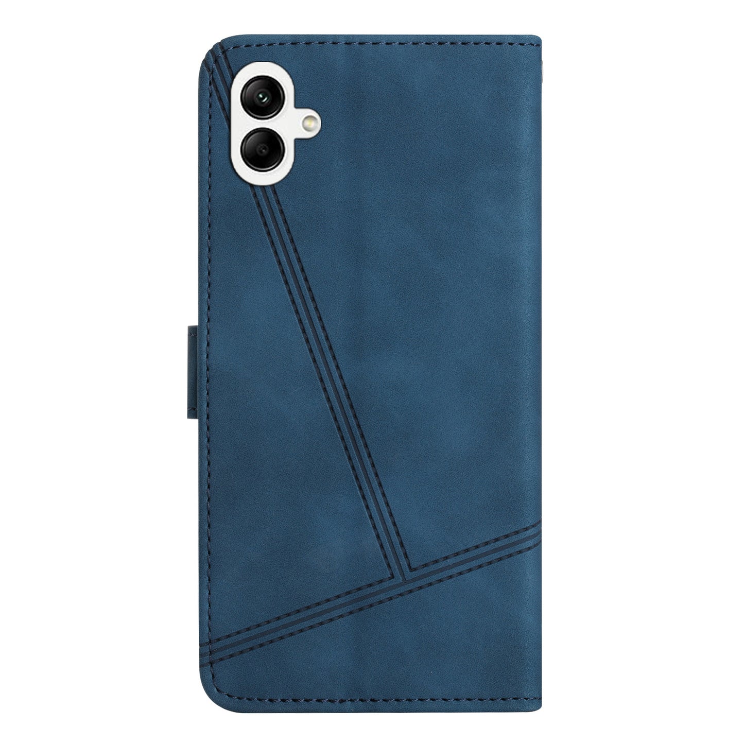 For Samsung Galaxy A06 Case Flip Leather Retro Phone Cover Lines Imprinted - Blue