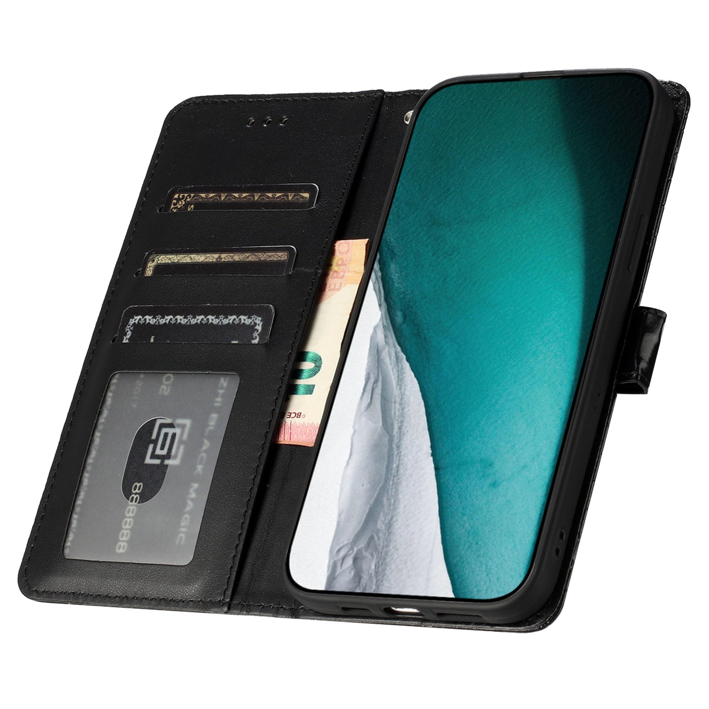 For Samsung Galaxy A06 Case Classic Crocodile Pattern PU Leather Phone Cover - Black