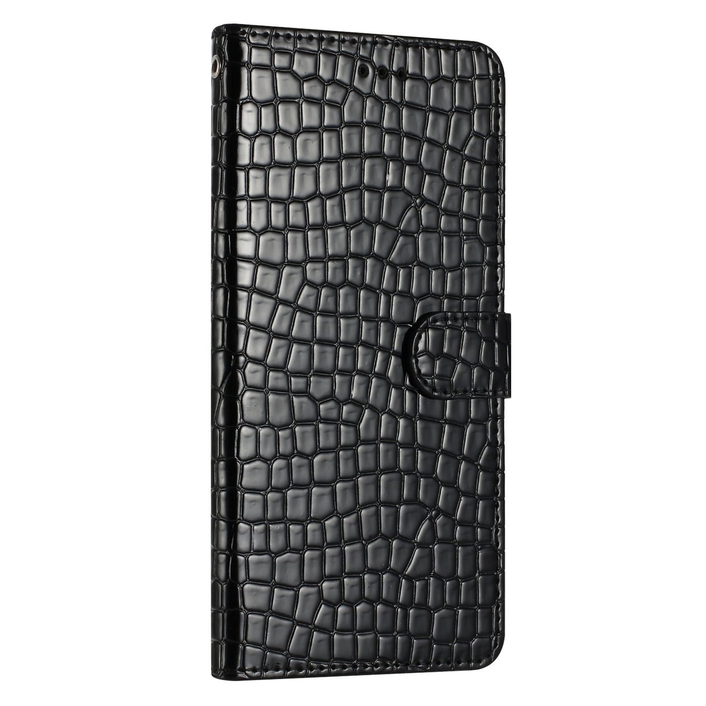 For Samsung Galaxy A06 Case Classic Crocodile Pattern PU Leather Phone Cover - Black