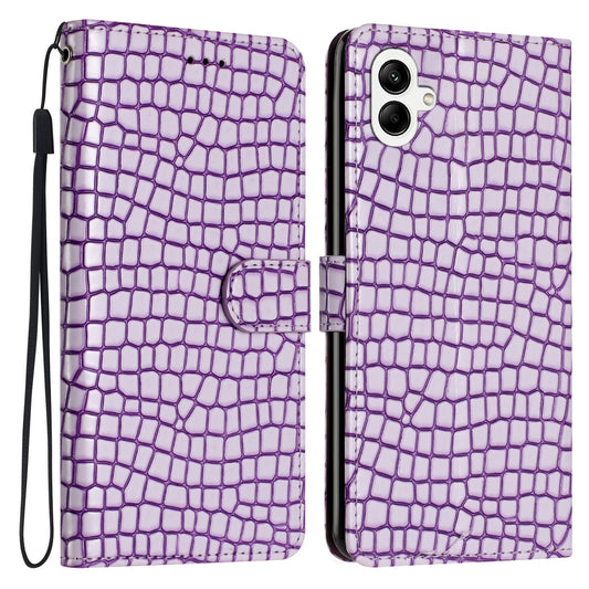 For Samsung Galaxy A06 Case Classic Crocodile Pattern PU Leather Phone Cover - Purple