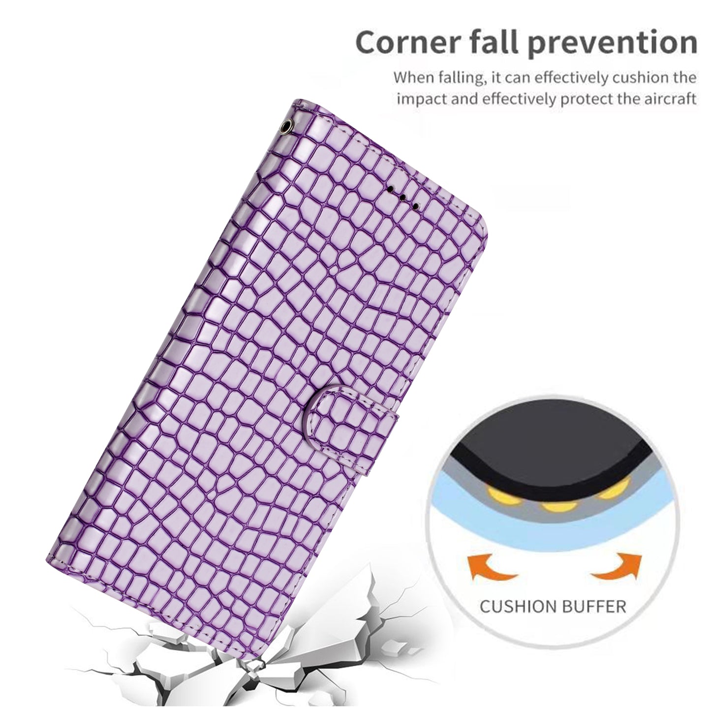 For Samsung Galaxy A06 Case Classic Crocodile Pattern PU Leather Phone Cover - Purple