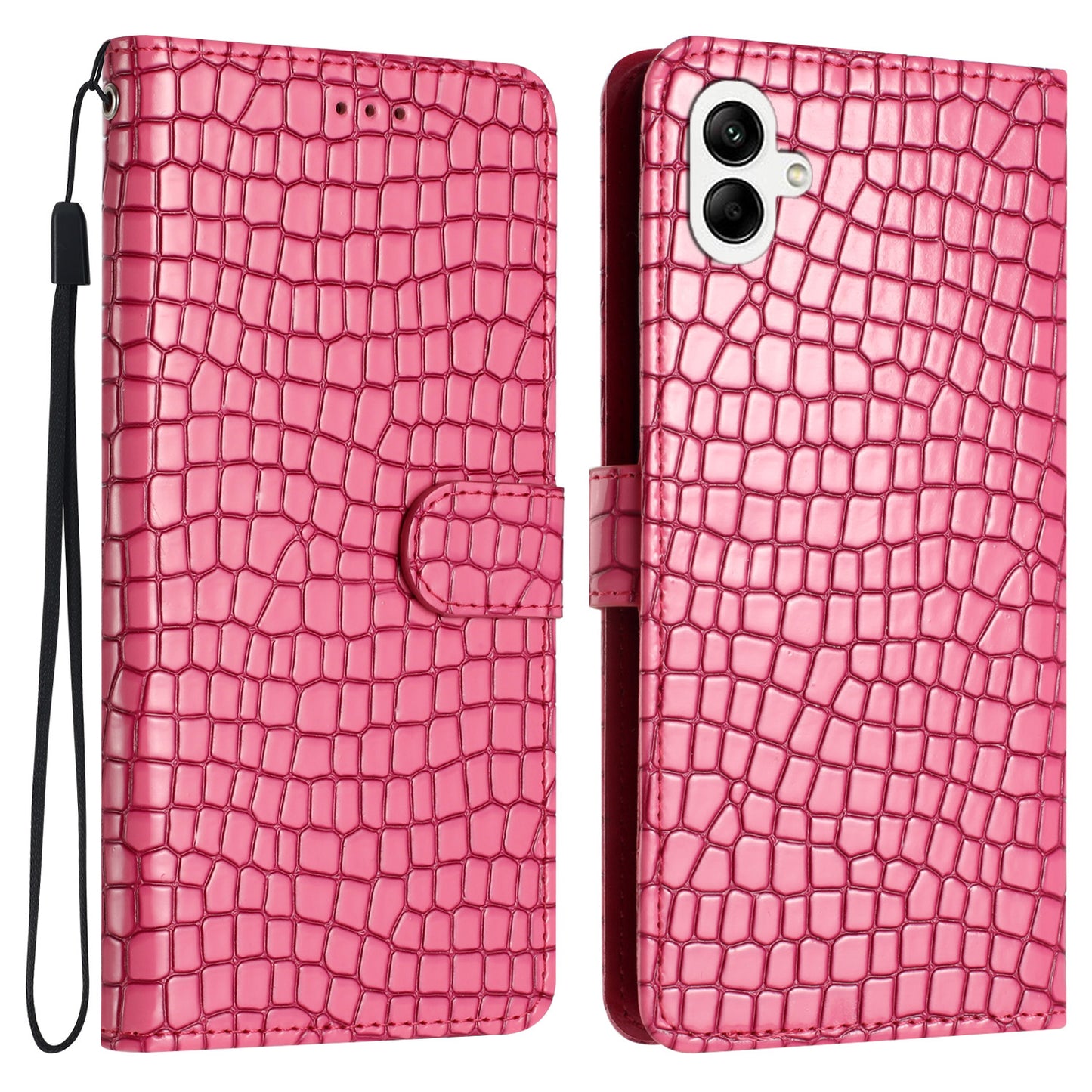 For Samsung Galaxy A06 Case Classic Crocodile Pattern PU Leather Phone Cover - Rose