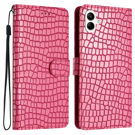 For Samsung Galaxy A06 Case Classic Crocodile Pattern PU Leather Phone Cover - Rose