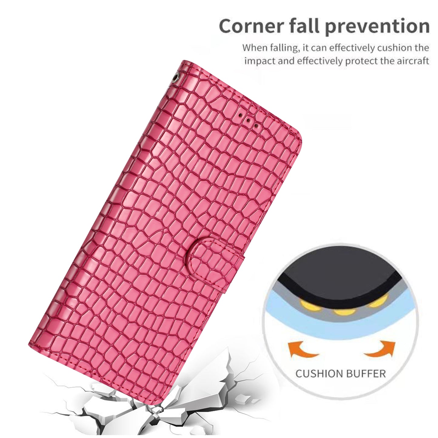 For Samsung Galaxy A06 Case Classic Crocodile Pattern PU Leather Phone Cover - Rose