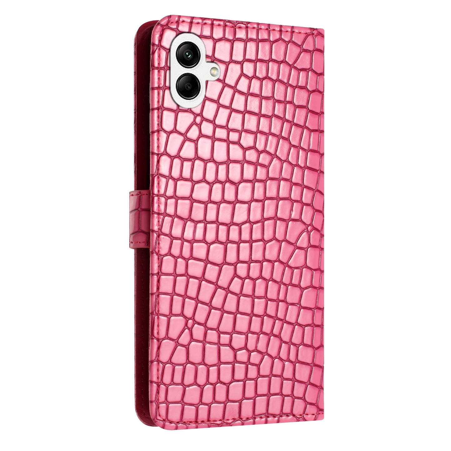 For Samsung Galaxy A06 Case Classic Crocodile Pattern PU Leather Phone Cover - Rose