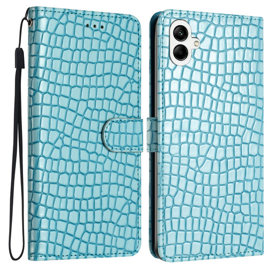 For Samsung Galaxy A06 Case Classic Crocodile Pattern PU Leather Phone Cover - Blue