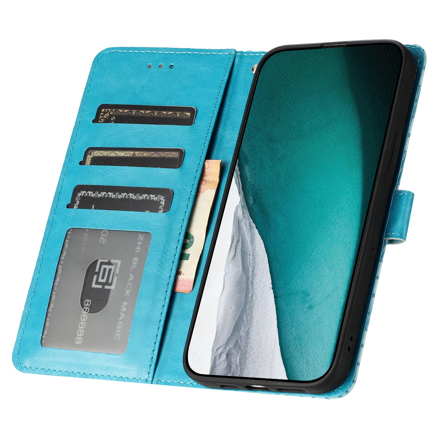 For Samsung Galaxy A06 Case Classic Crocodile Pattern PU Leather Phone Cover - Blue