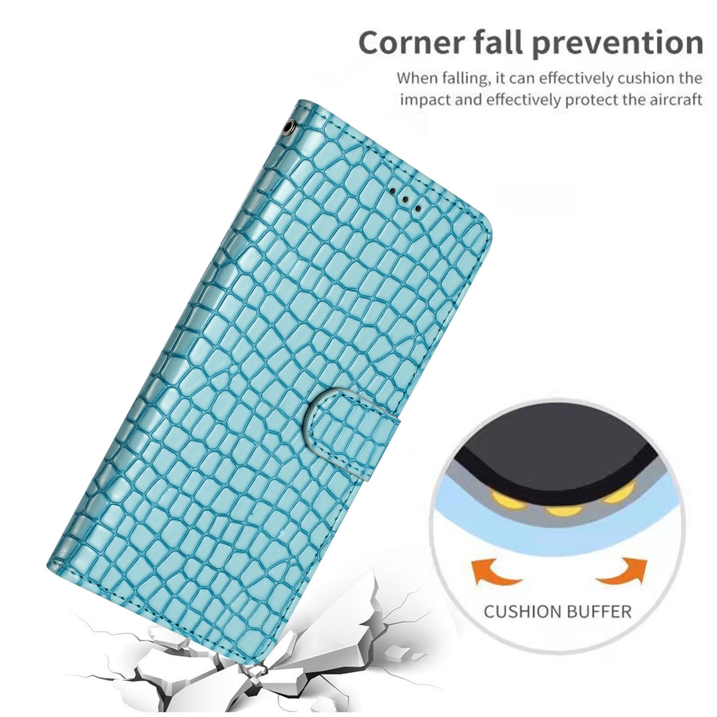 For Samsung Galaxy A06 Case Classic Crocodile Pattern PU Leather Phone Cover - Blue