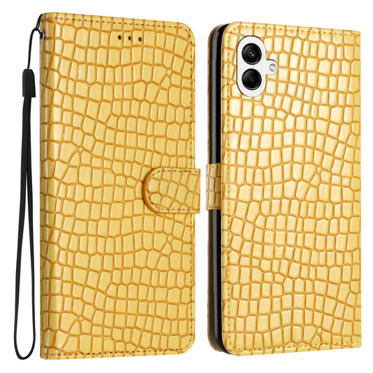 For Samsung Galaxy A06 Case Classic Crocodile Pattern PU Leather Phone Cover - Yellow