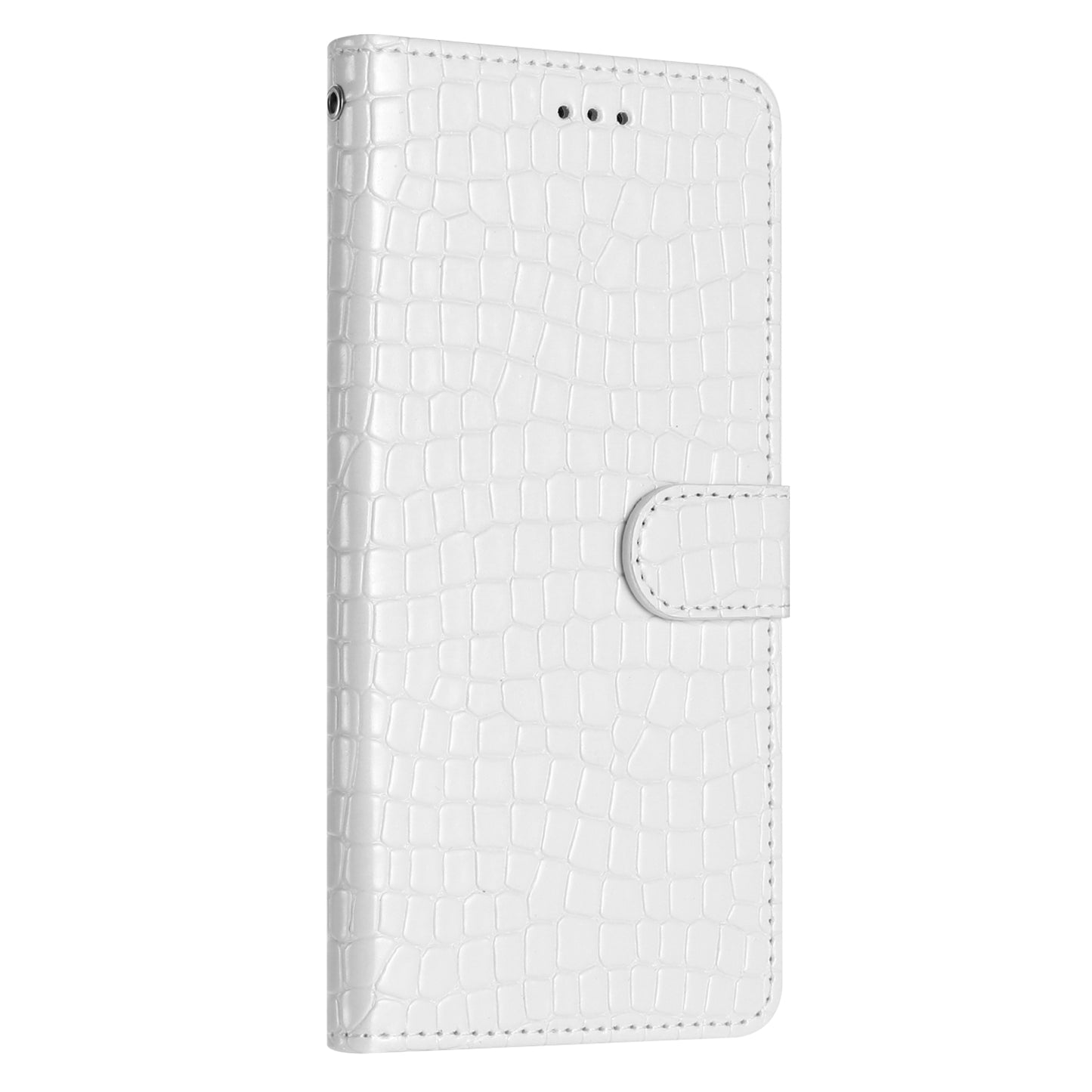 For Samsung Galaxy A06 Case Classic Crocodile Pattern PU Leather Phone Cover - White
