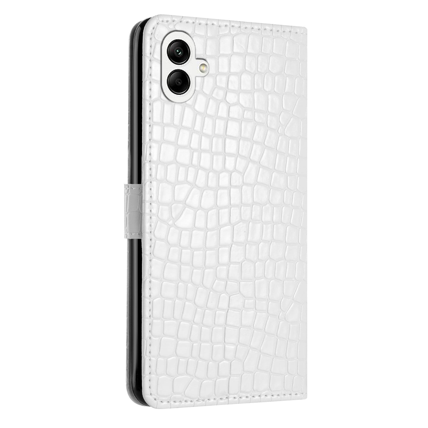 For Samsung Galaxy A06 Case Classic Crocodile Pattern PU Leather Phone Cover - White