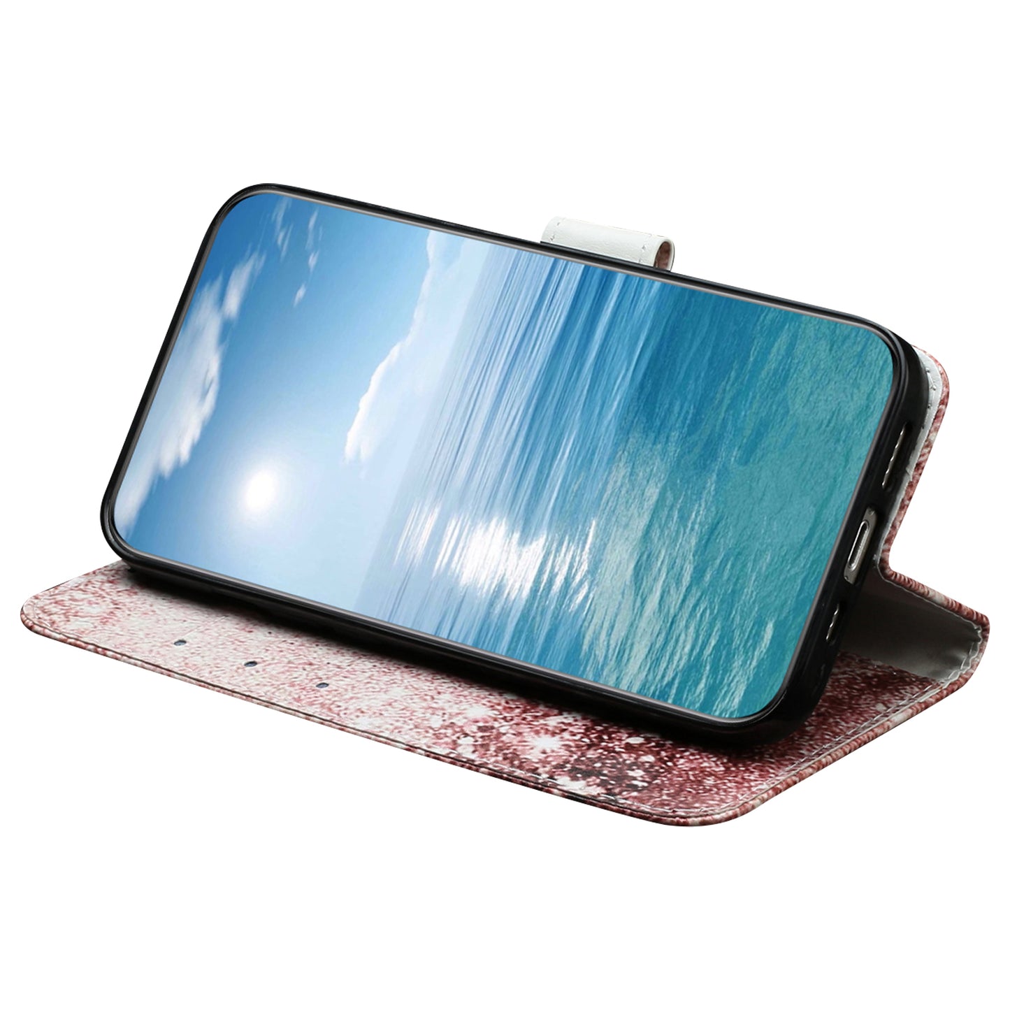 For Samsung Galaxy A06 Case Pattern PU Leather Flip Phone Cover - Rose Gold Marble