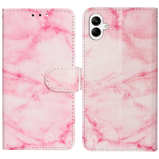 For Samsung Galaxy A06 Case Pattern PU Leather Flip Phone Cover - Pink Marble