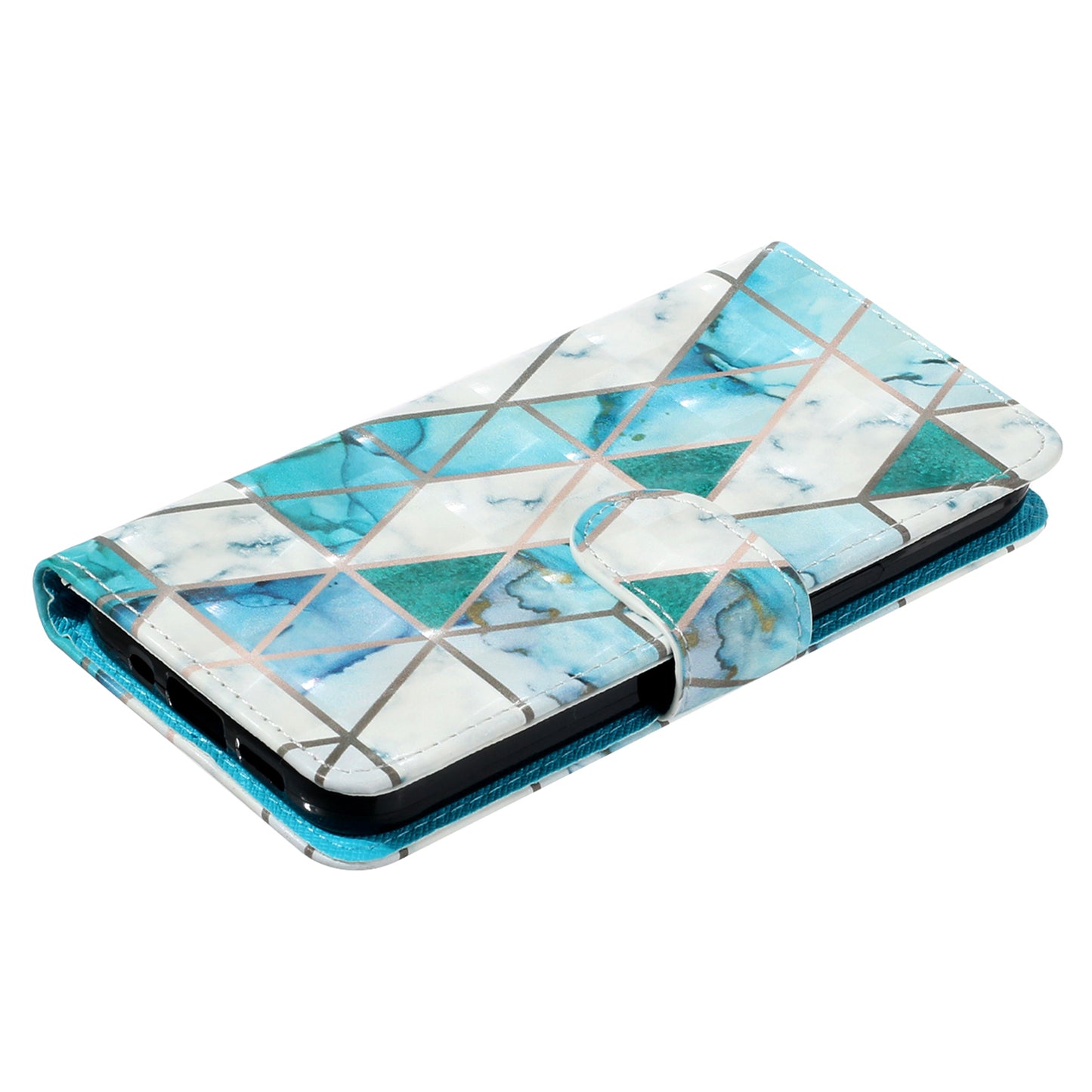 For Samsung Galaxy A06 Case 3D Pattern Printed Phone Leather Phone Cover - Green Marble