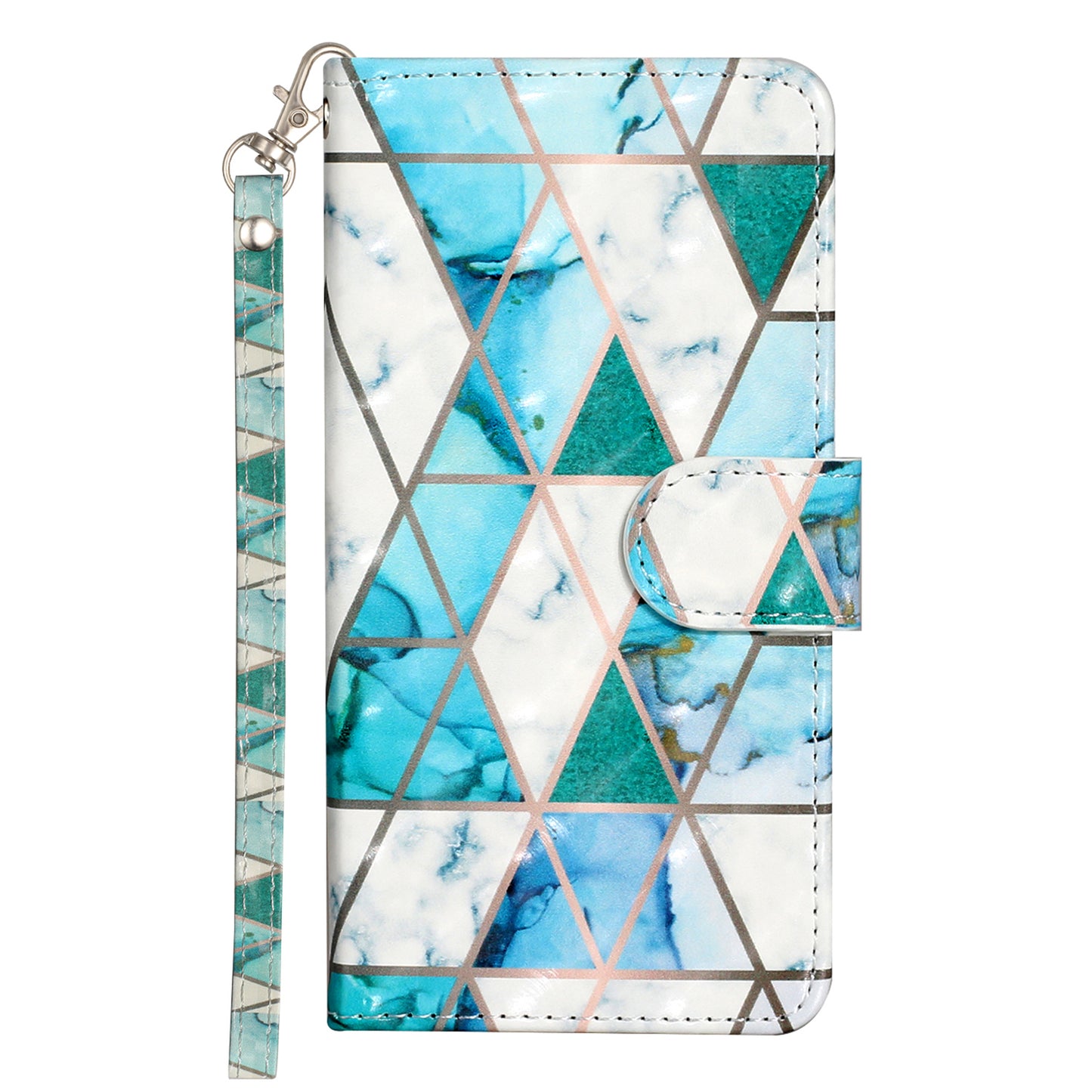 For Samsung Galaxy A06 Case 3D Pattern Printed Phone Leather Phone Cover - Green Marble