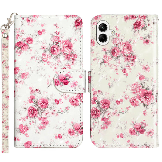 For Samsung Galaxy A06 Case 3D Pattern Printed Phone Leather Phone Cover - Roses