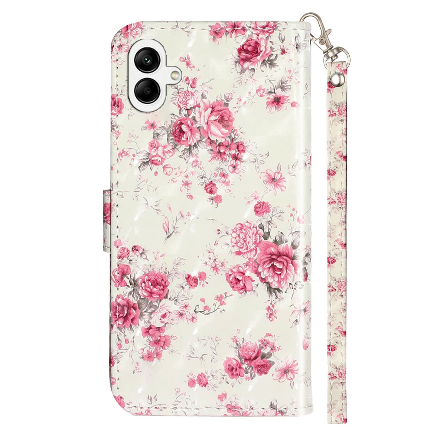 For Samsung Galaxy A06 Case 3D Pattern Printed Phone Leather Phone Cover - Roses