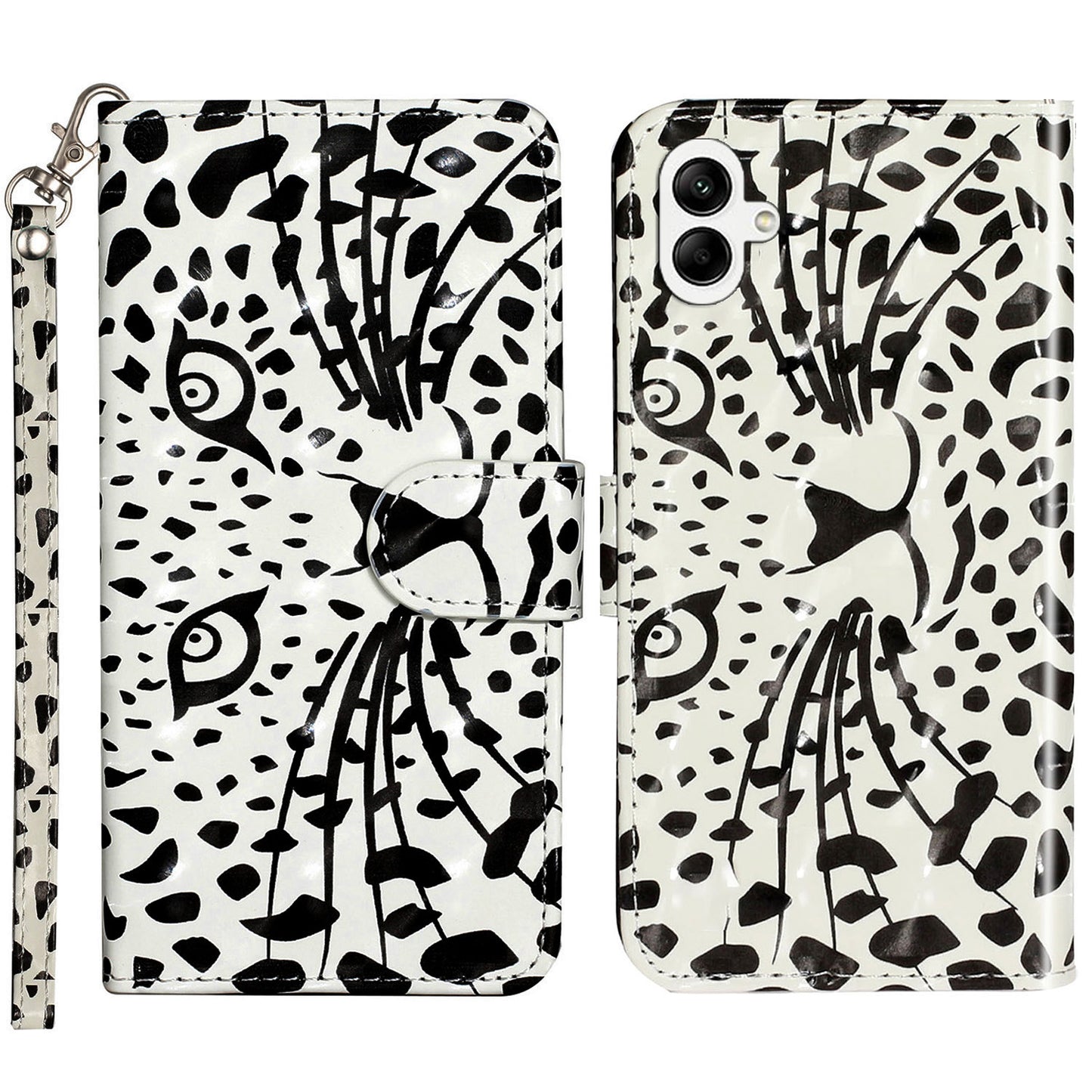 For Samsung Galaxy A06 Case 3D Pattern Printed Phone Leather Phone Cover - Leopard Head