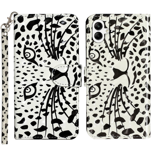 For Samsung Galaxy A06 Case 3D Pattern Printed Phone Leather Phone Cover - Leopard Head